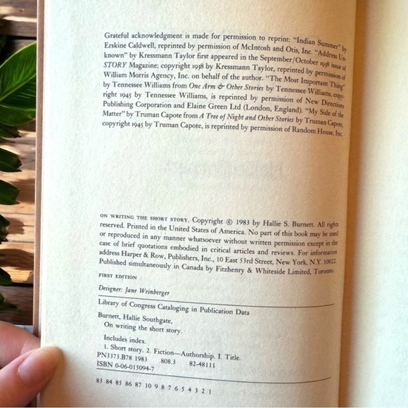 VINTAGE 1983 On Writing the Short Story First Edition by Hallie Burnett - Picture 8 of 9